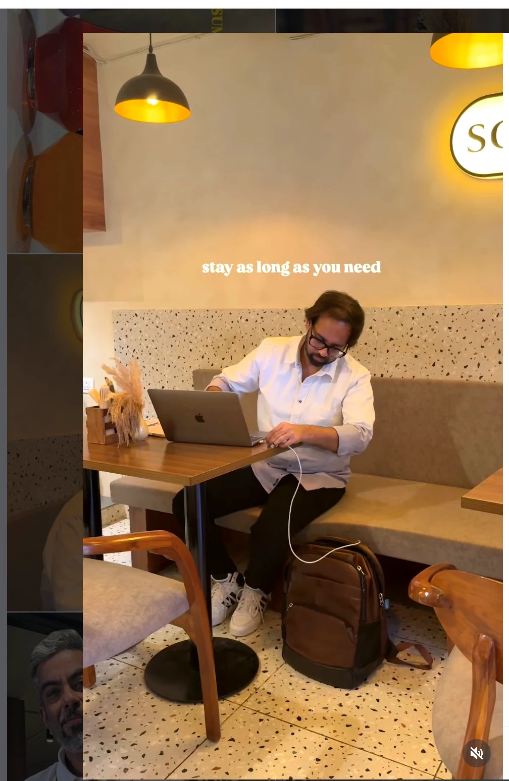Work-friendly seating at Solchemi cafe Shahpur Jat — stay as long as you need