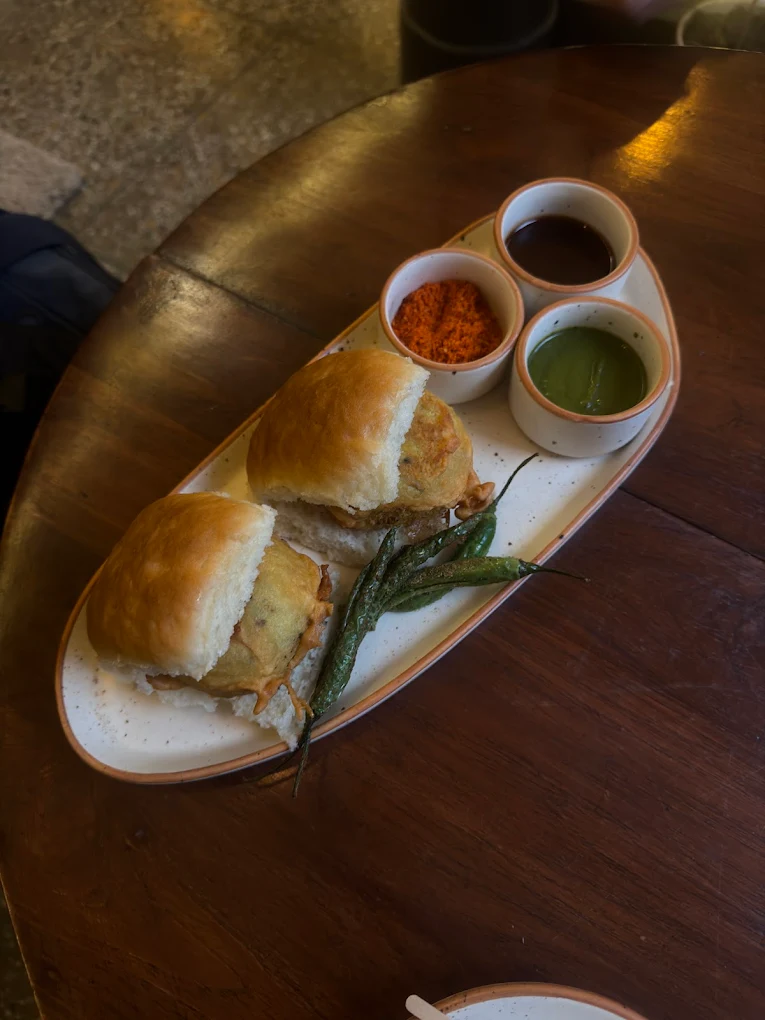 Solchemi Vada Pao — house-made batata vada in laadi pao with chutneys